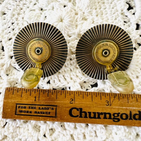 Jan Michaels San Francisco bold oversized round garnet vintage clip on earrings - Picture 5 of 8